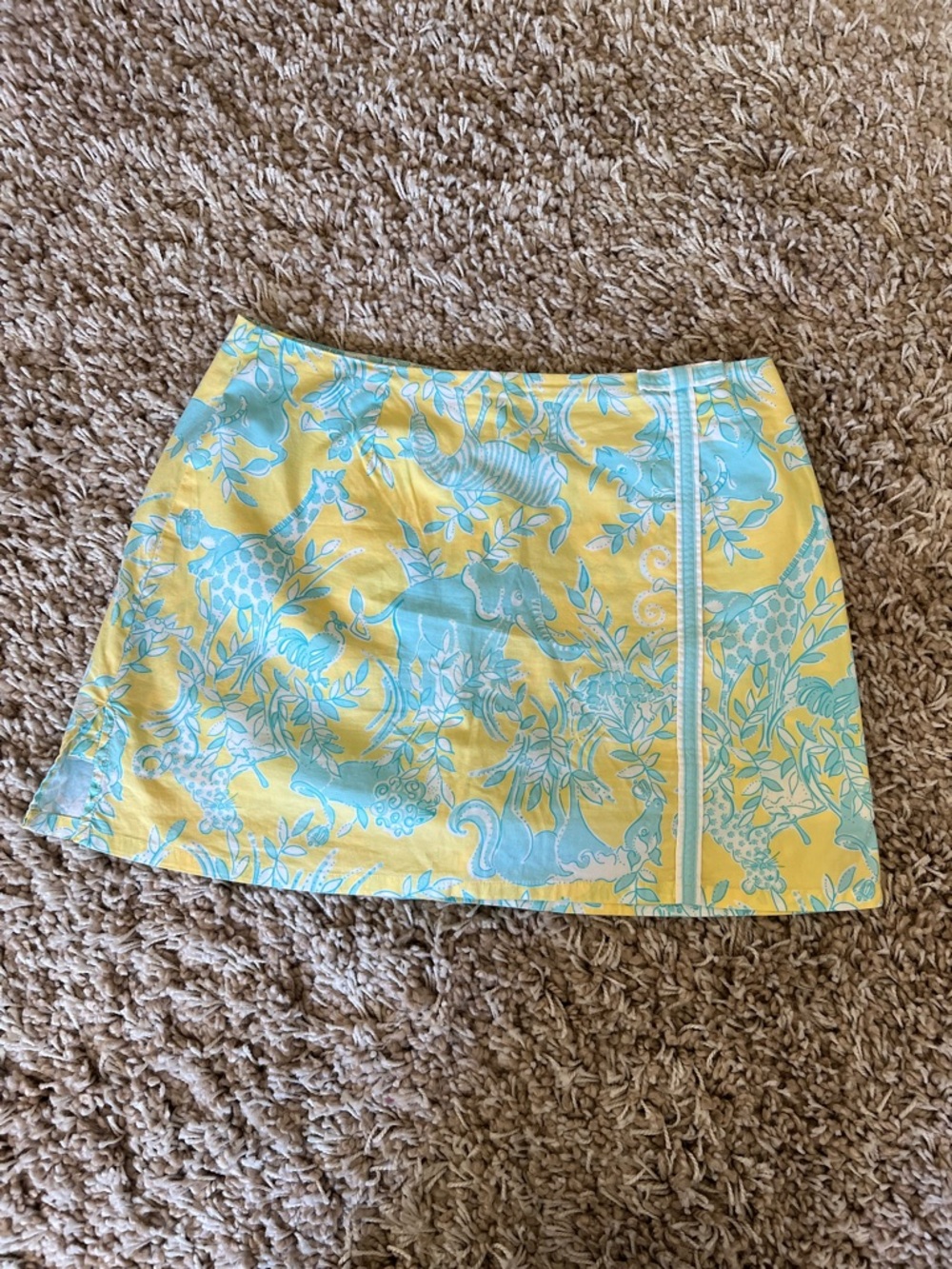 Lily Pulitzer Yellow & Aqua Floral Animal Print Mini Skirt